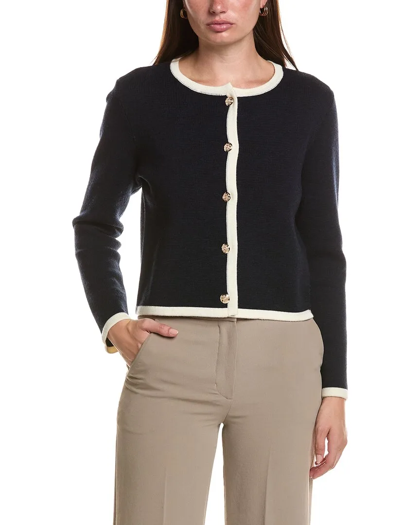 Tipped Merino Wool Cropped Jacket by Bruno Magli