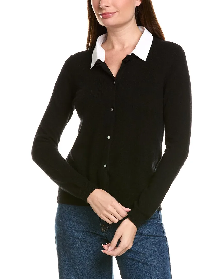 Removable Collar 100% Cashmere Cardigan