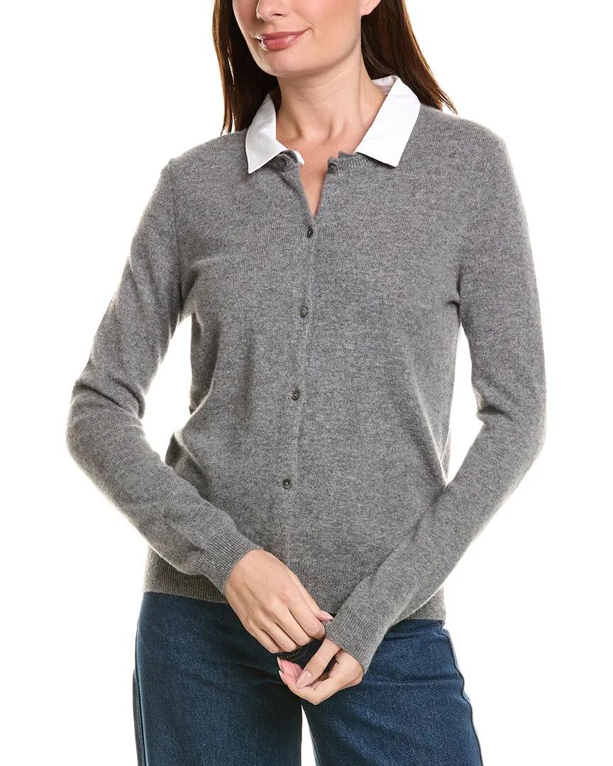 Removable Collar 100% Cashmere Cardigan