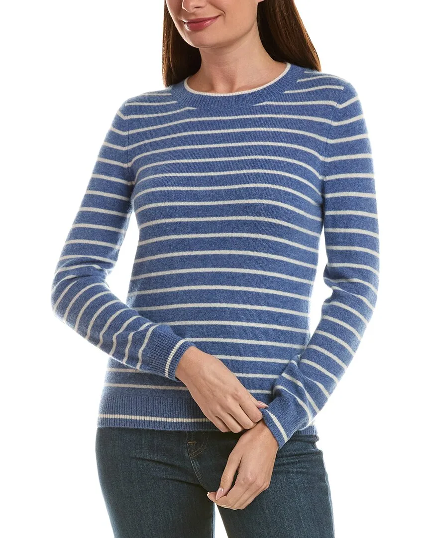 100% Cashmere Stripe Sweater by Incashmere