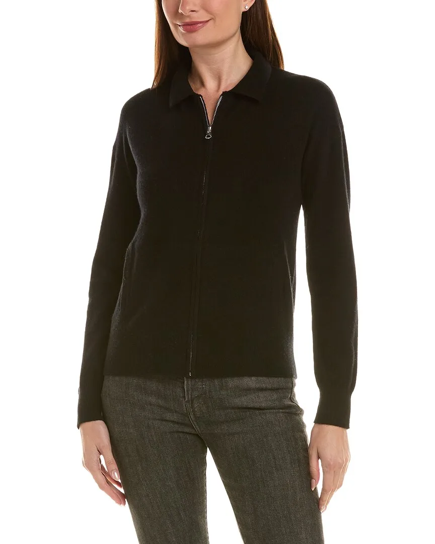 Zip Polo 100% Cashmere Cardigan by Incashmere