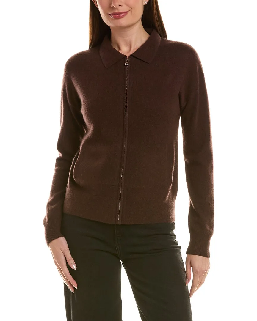 Zip Polo 100% Cashmere Cardigan by Incashmere