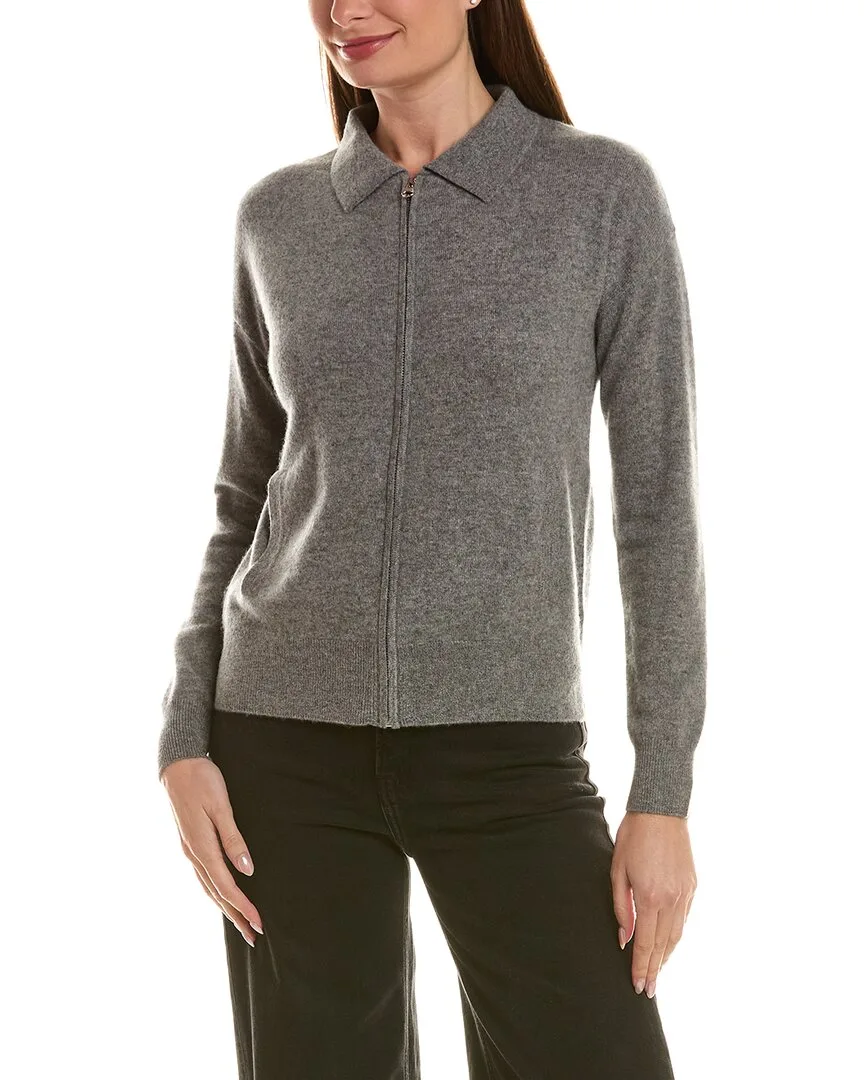 Zip Polo 100% Cashmere Cardigan by Incashmere