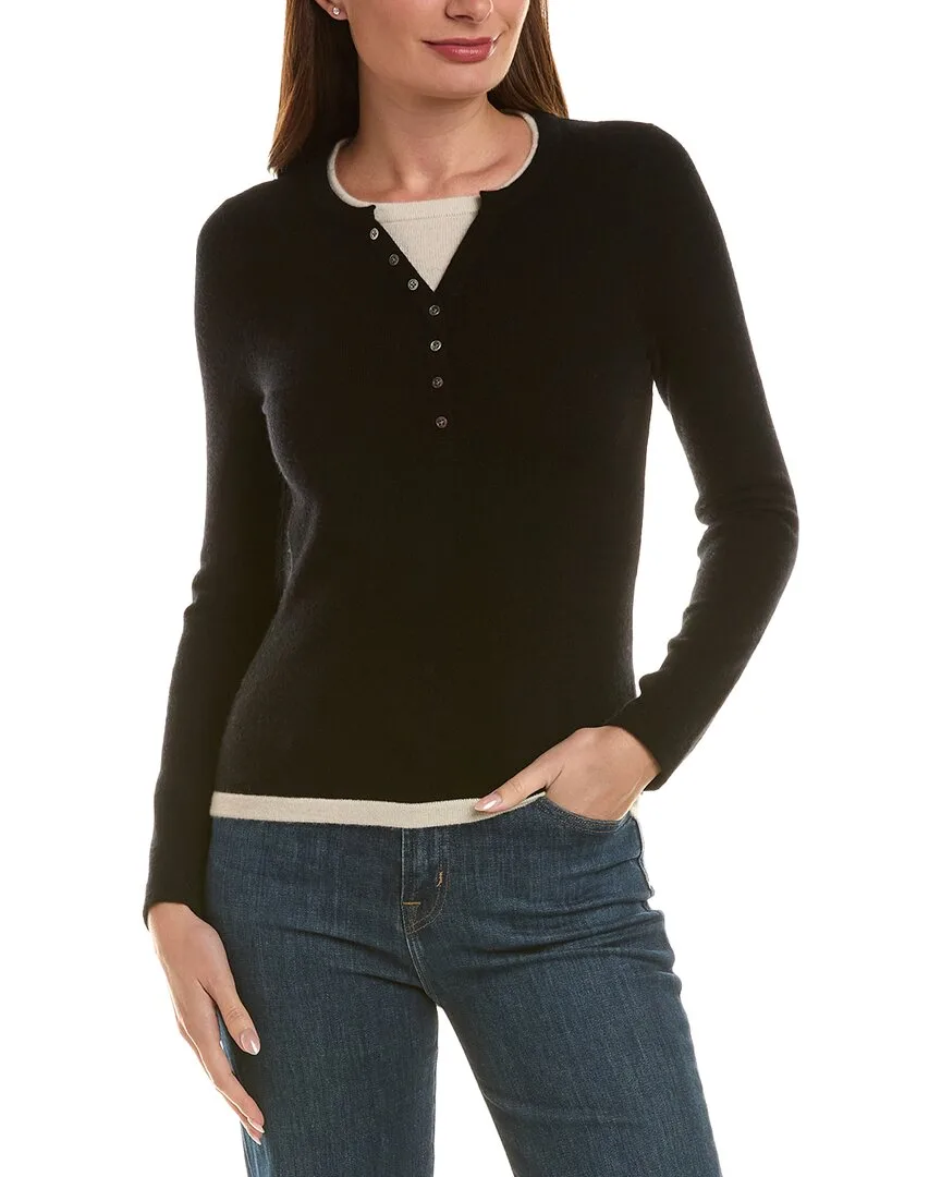 Twofer 100% Cashmere Henley Sweater by Incashmere