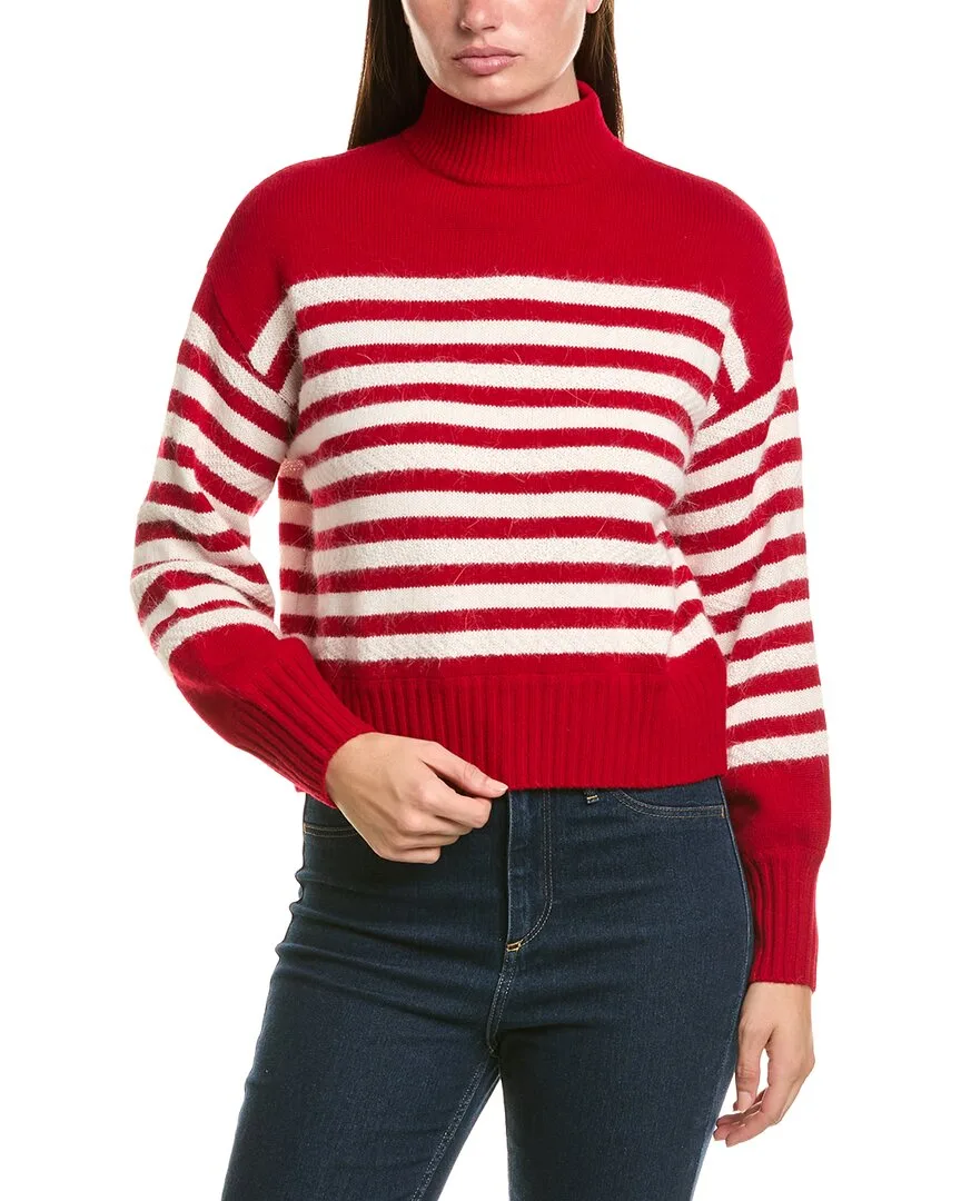 Wool & Angora-Blend Stripe Mock Neck Sweater