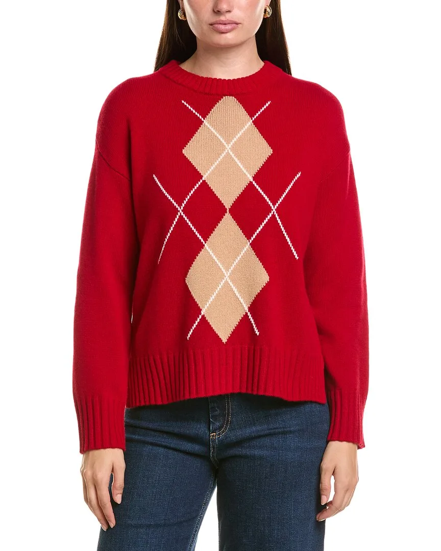 Wool Argyle Crewneck Sweater by Hannah Rose