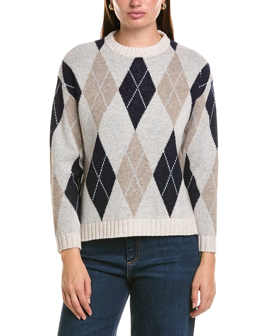 Merino Wool Argyle Crewneck Sweater
