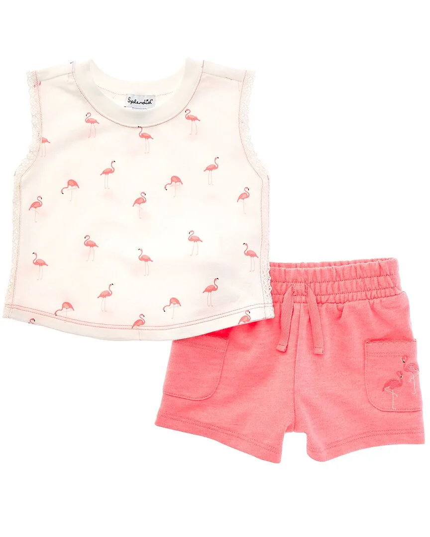 2Pc Flamingo Fun T-Shirt & Short Set by Splendid