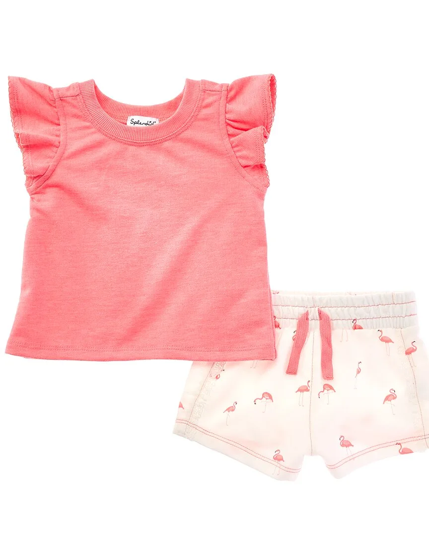 2Pc Flamingo Fun Short Set by Splendid