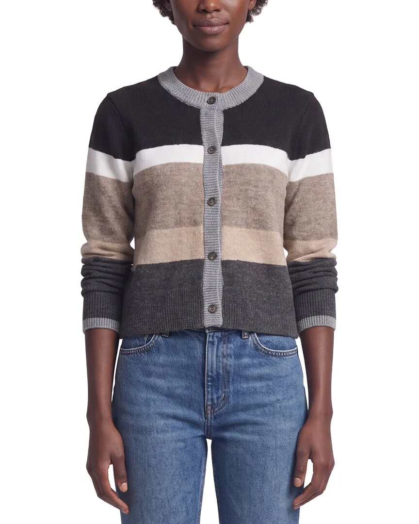 Fiona Stripe Crewneck Cardigan by Michael Stars