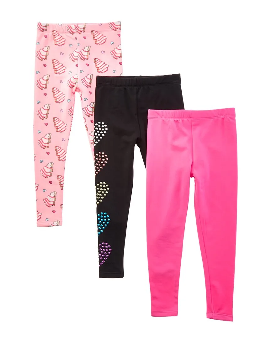 3Pk Love You Brushed Fleece Legging by Freestyle