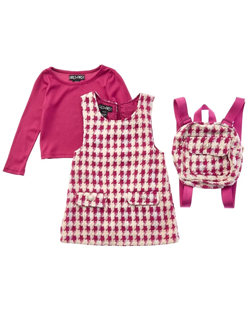 3Pc Ginger Snaps Boucle Jumper Dress Set by Freestyle
