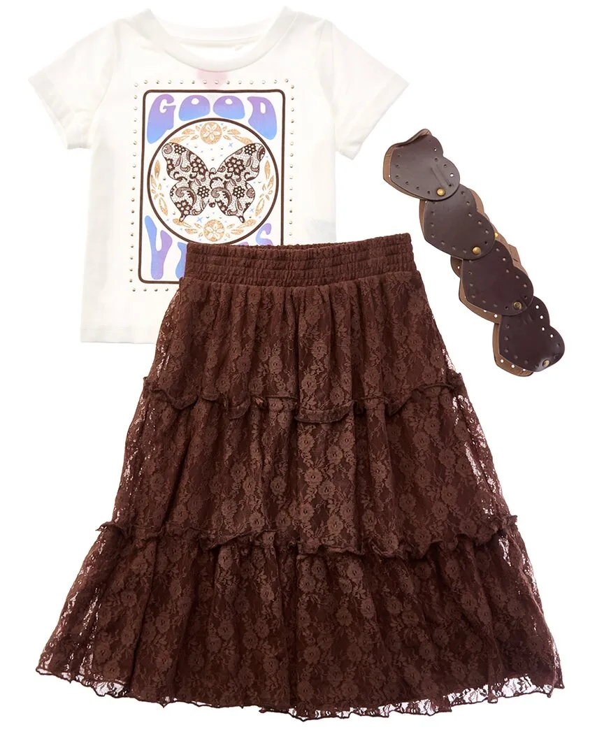 3Pc Good Vibes Lace Maxi Skirt Set by Freestyle