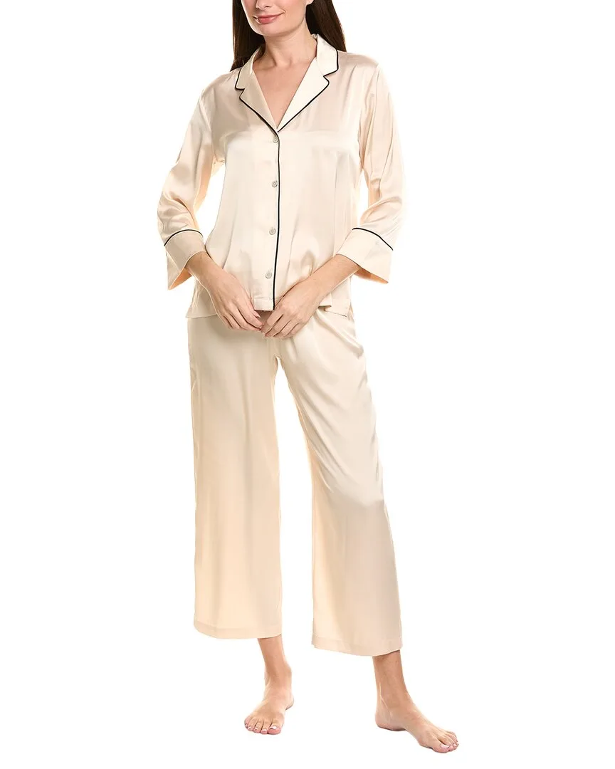 2Pc Satin Essentials Notch Pajama Set by Natori