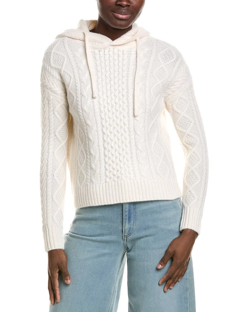 Mixed Cable Knit 100% Cashmere Hoodie by Neiman Marcus