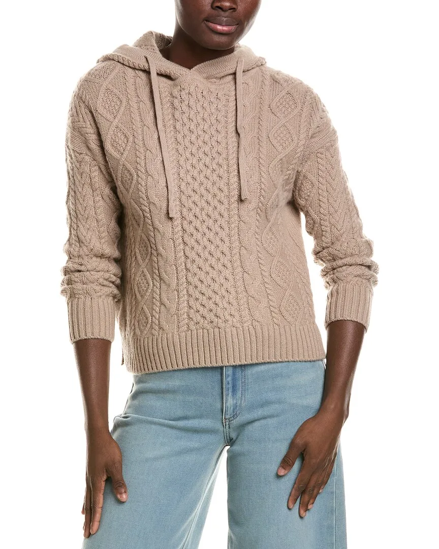 Mixed Cable Knit 100% Cashmere Hoodie