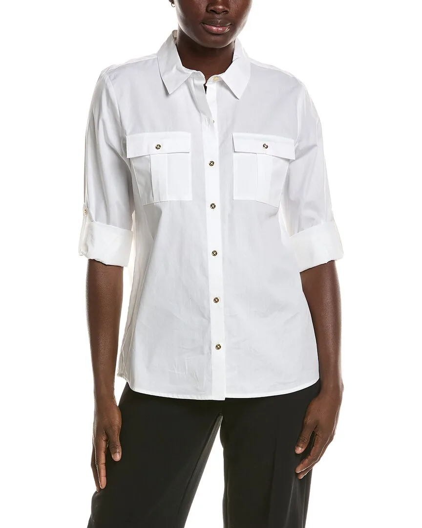 Front Pocket Button Up Shirt by Halston