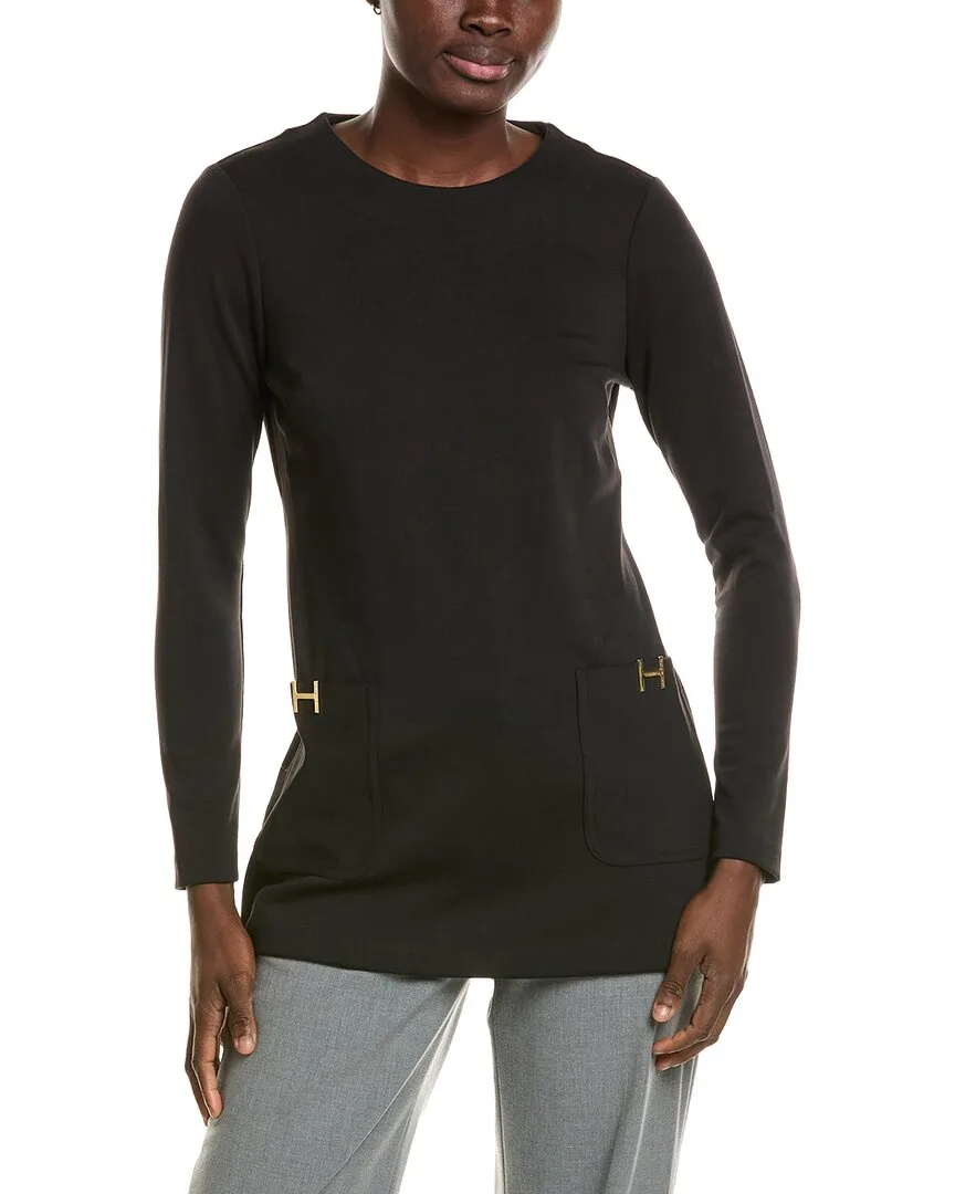 Long Sleeve Front Pocket Tunic by Halston