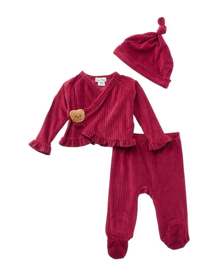 3Pc Bear Cardigan Set by Quiltex