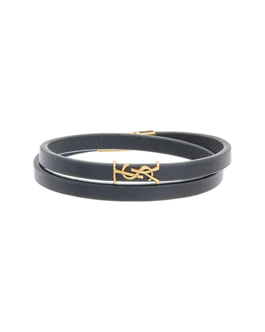 Cassandre Double Wrap Leather Bracelet by Saint Laurent