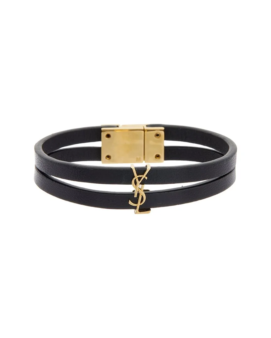 Cassandre Double Strand Leather Bracelet by Saint Laurent