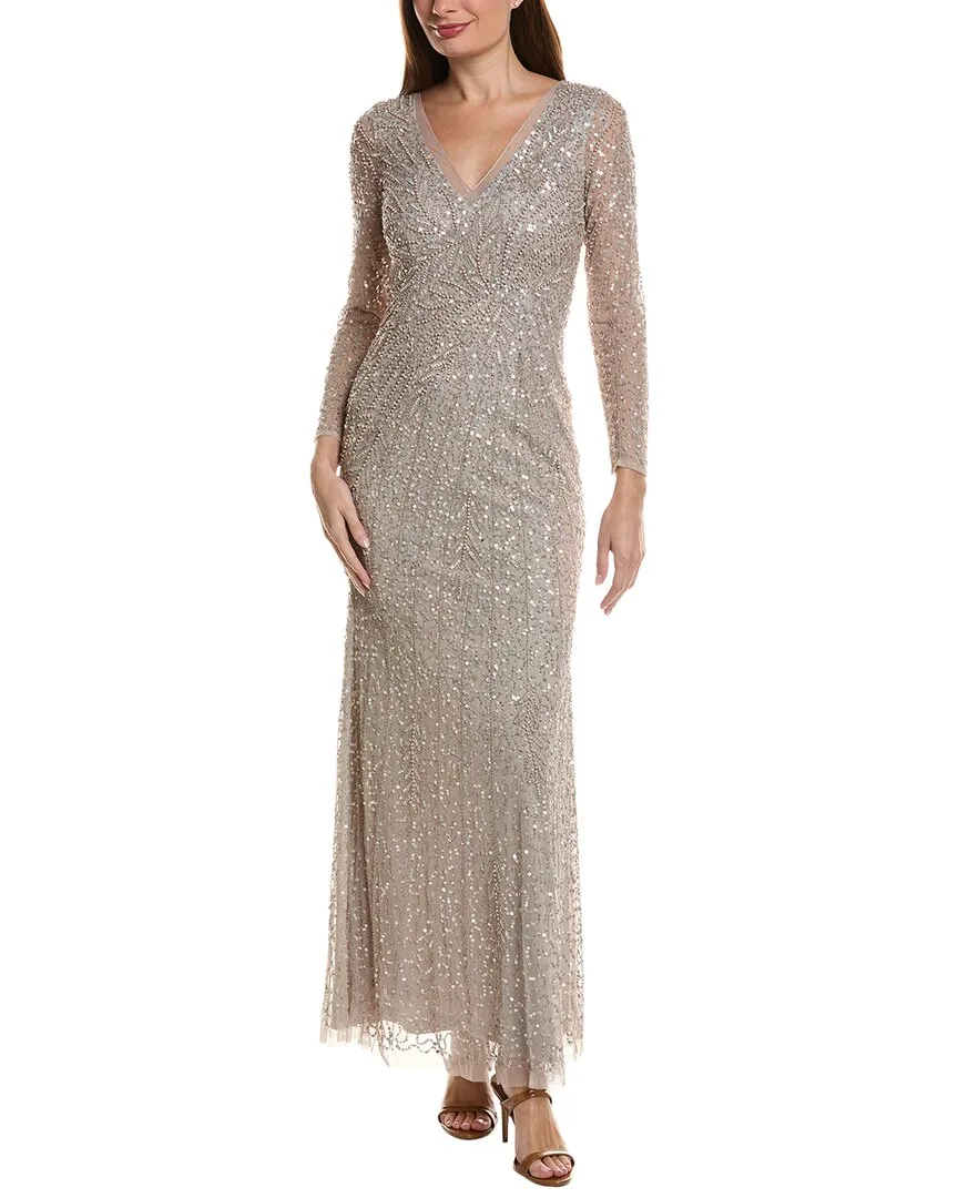 Beaded Mesh Dress by Adrianna Papell