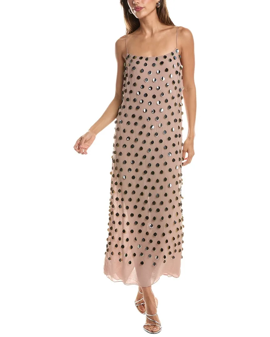 Paillette Embroidered Georgette Slip Dress by Lela Rose
