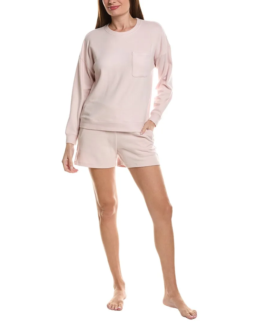 2Pc Brushed Fleece Top & Short Set by Barefoot Dreams