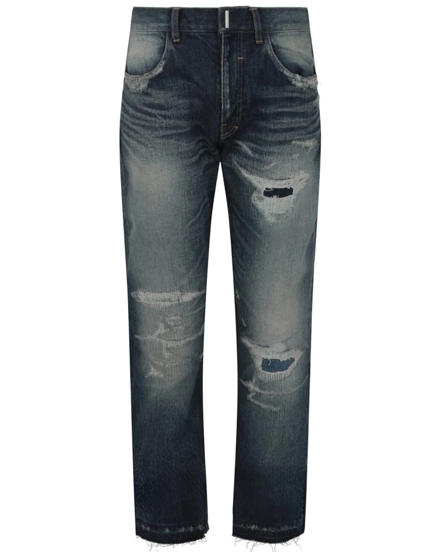 Distressed Straight Fit 5 Pocket Jean