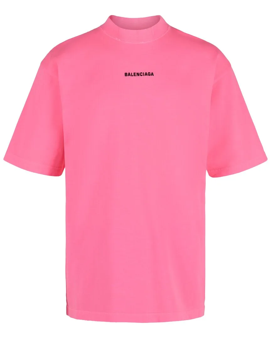 Embroidered Logo Distressed Medium Fit T-Shirt by Balenciaga