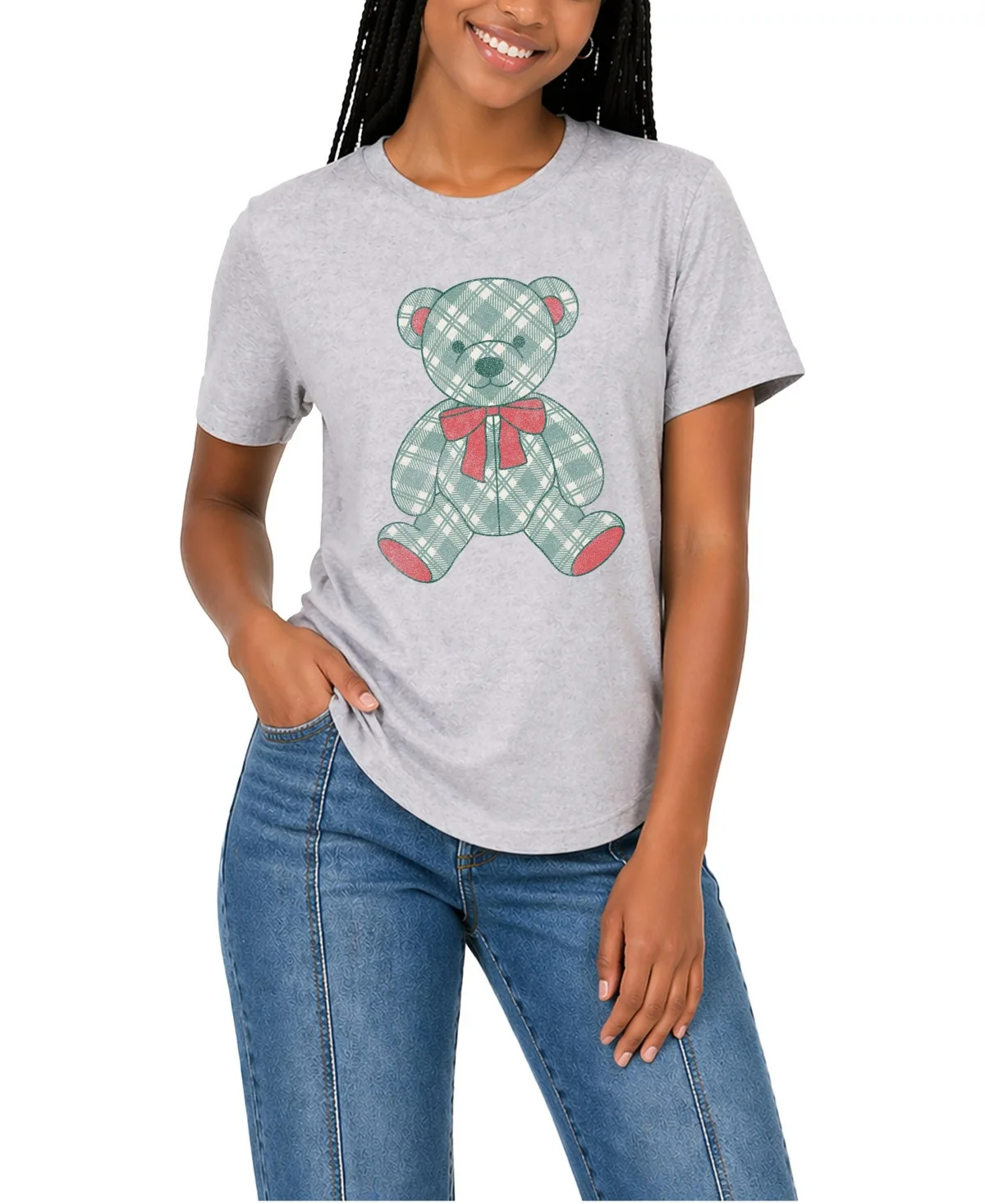 Plaid Christmas Bear Oversized Graphic T-Shirt by Instant Message