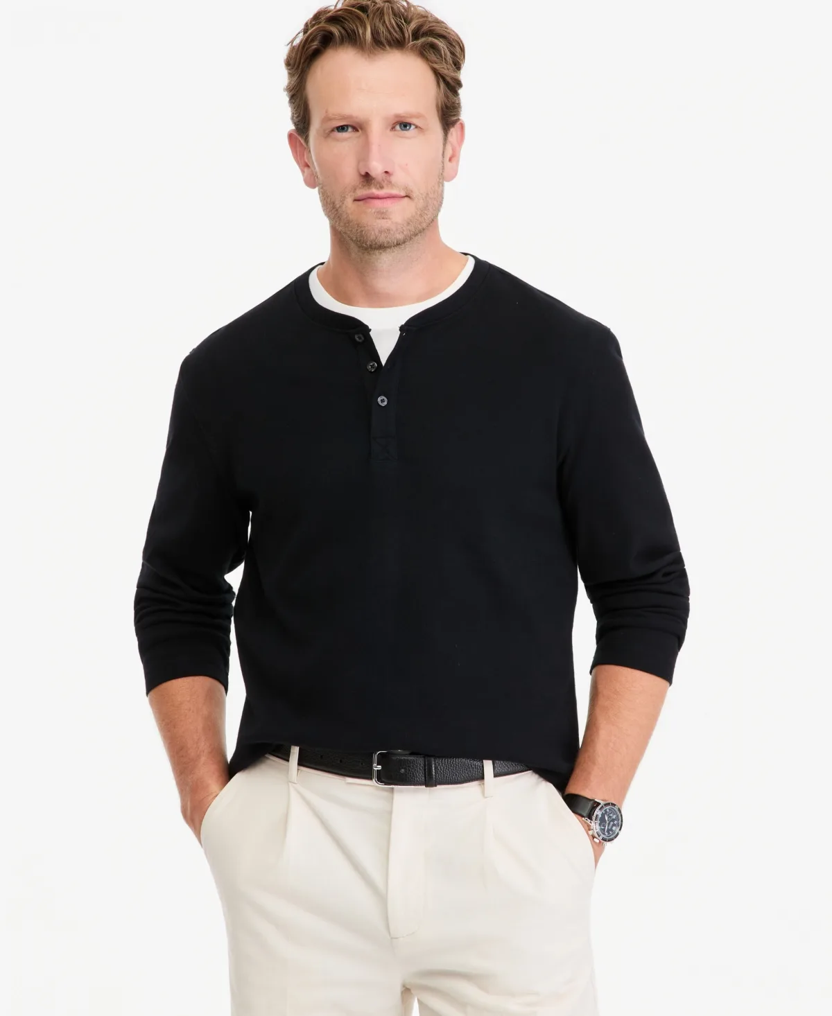 Regular-Fit Ribbed Henley Shirt by Club Room