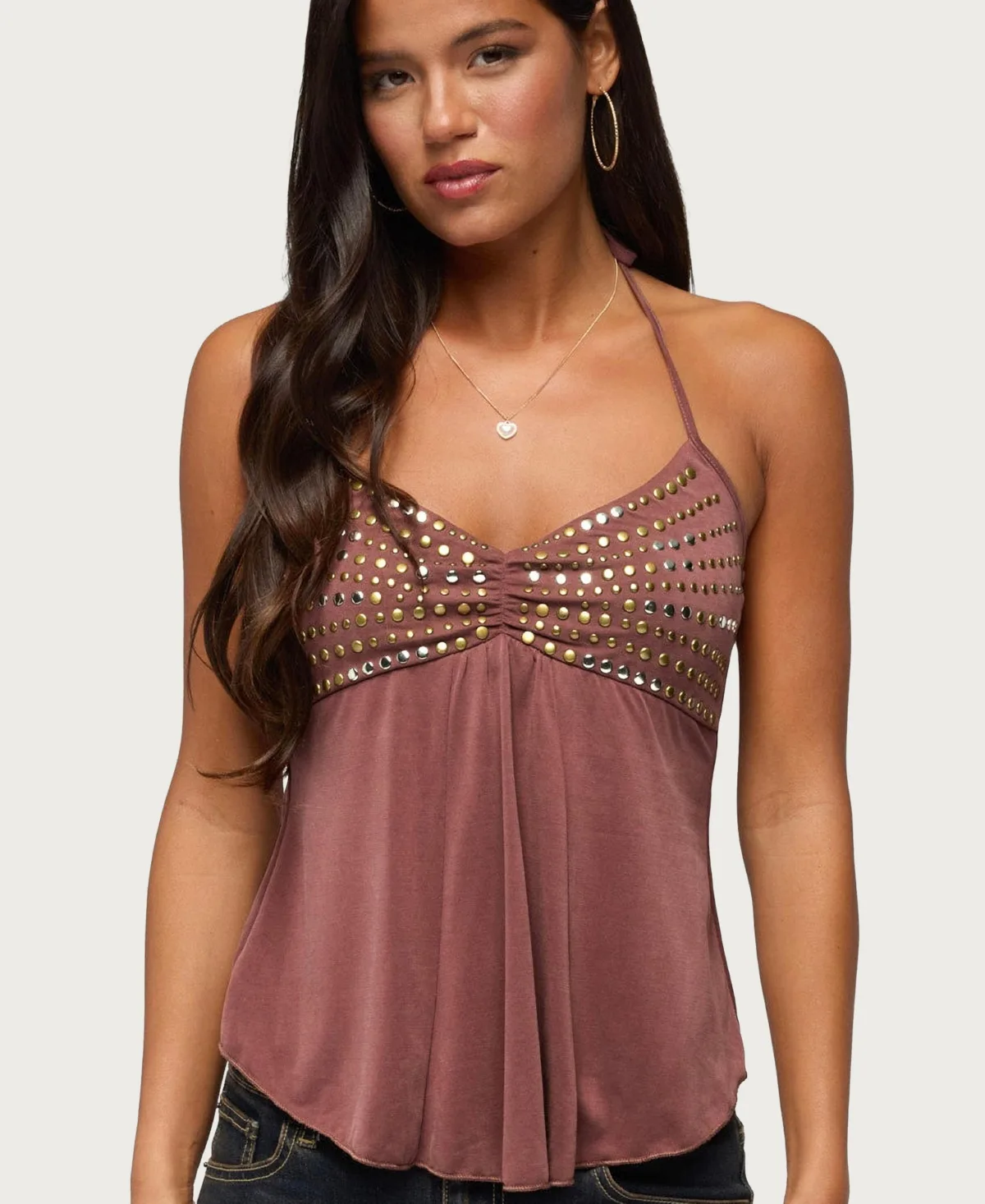 Ivana Studded Halter Tank Top