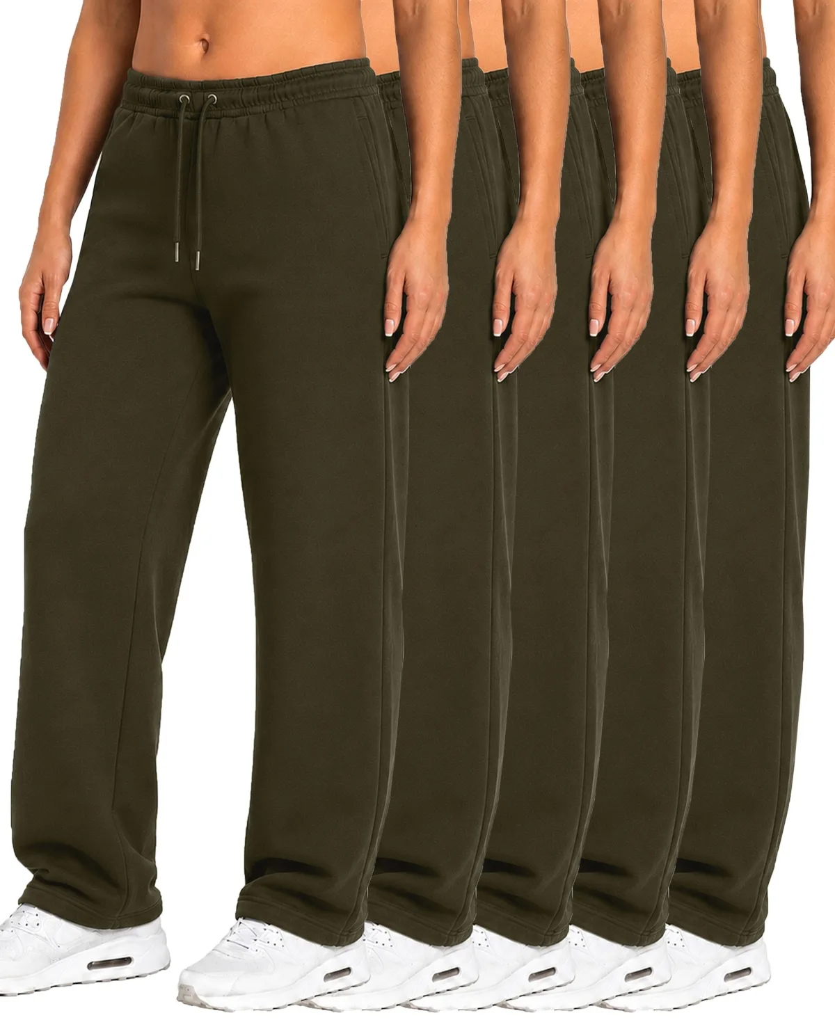 Loose-Fit Open-Bottom Tech Fleece Sweatpants, 5-Pack by Blu Rock
