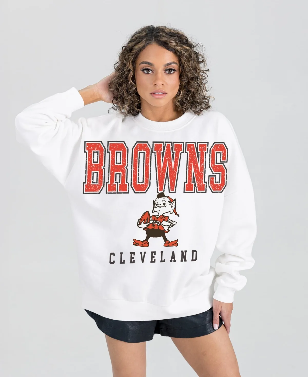 Cleveland Browns Classic Sunday Drives Oversized Premium Fleece Pullover Sweatshirt