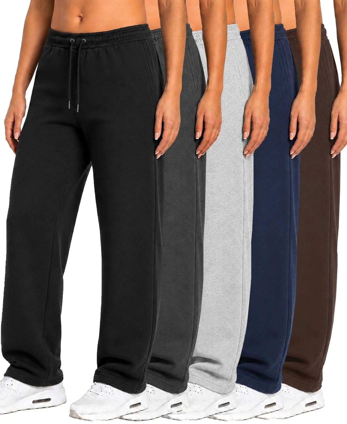 Loose-Fit Open-Bottom Tech Fleece Sweatpants, 5-Pack