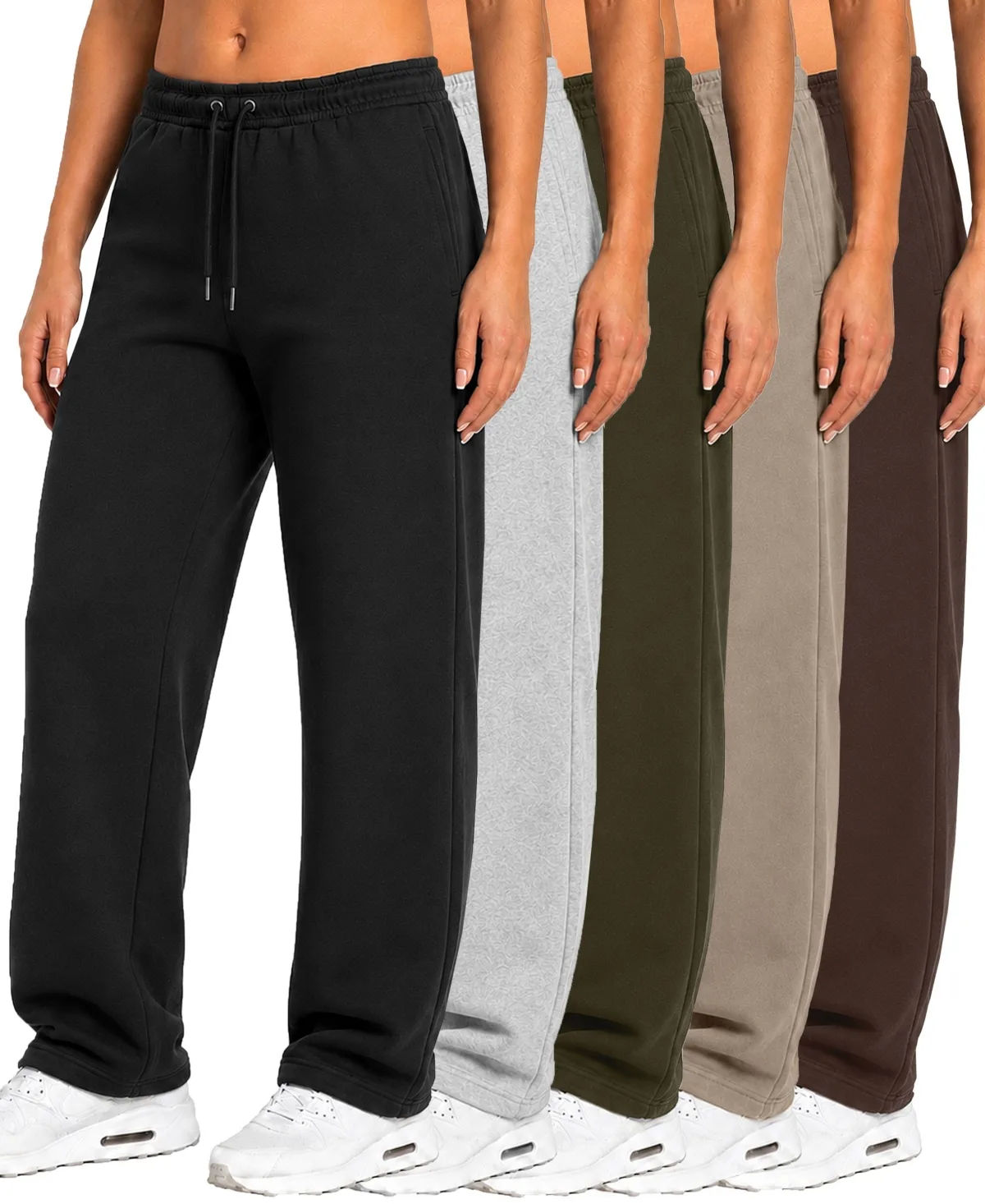 Loose-Fit Open-Bottom Tech Fleece Sweatpants, 5-Pack