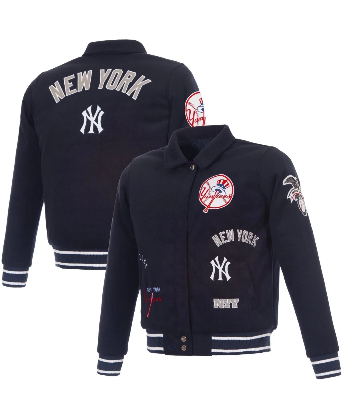 New York Yankees Reversible Wool Full-Snap Jacket by JH Design