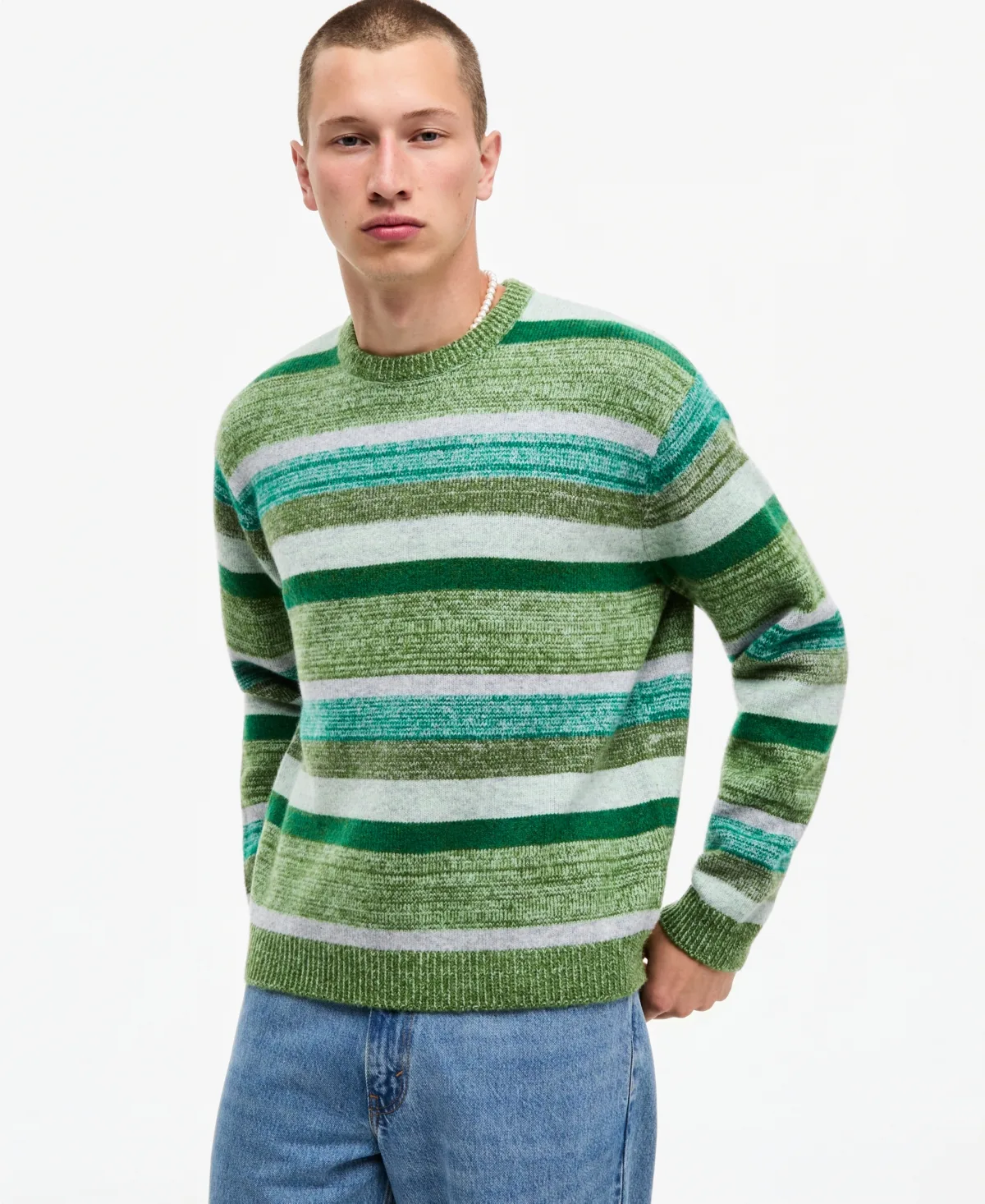 Striped Relaxed-Fit Long-Sleeve Sweater