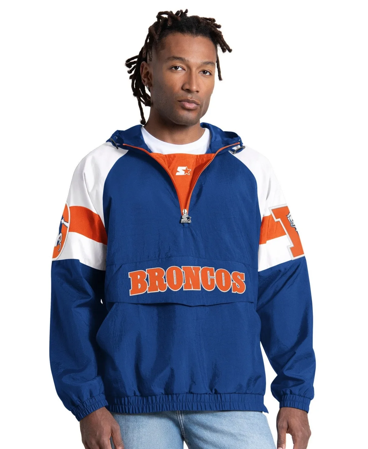Denver Broncos Street Cut Retro Logo Half-Zip Jacket