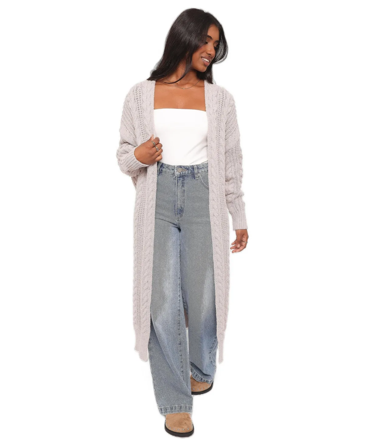 Kensie Cable Coatigan Open-Front Oversized Coat by Petal and Pup