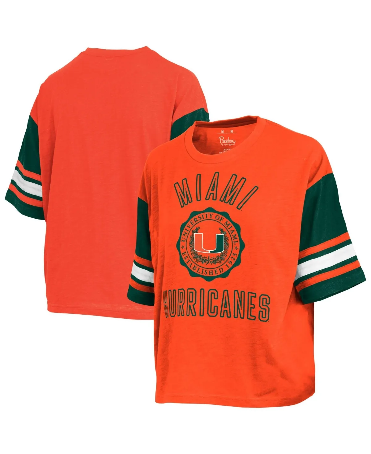 Miami Hurricanes Sunday Color Block Seal Slub T-Shirt by Pressbox