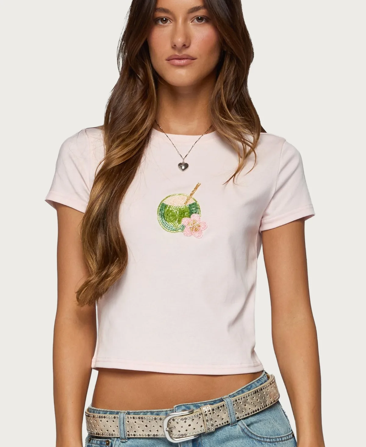 Coconut Beaded T Shirt by Edikted
