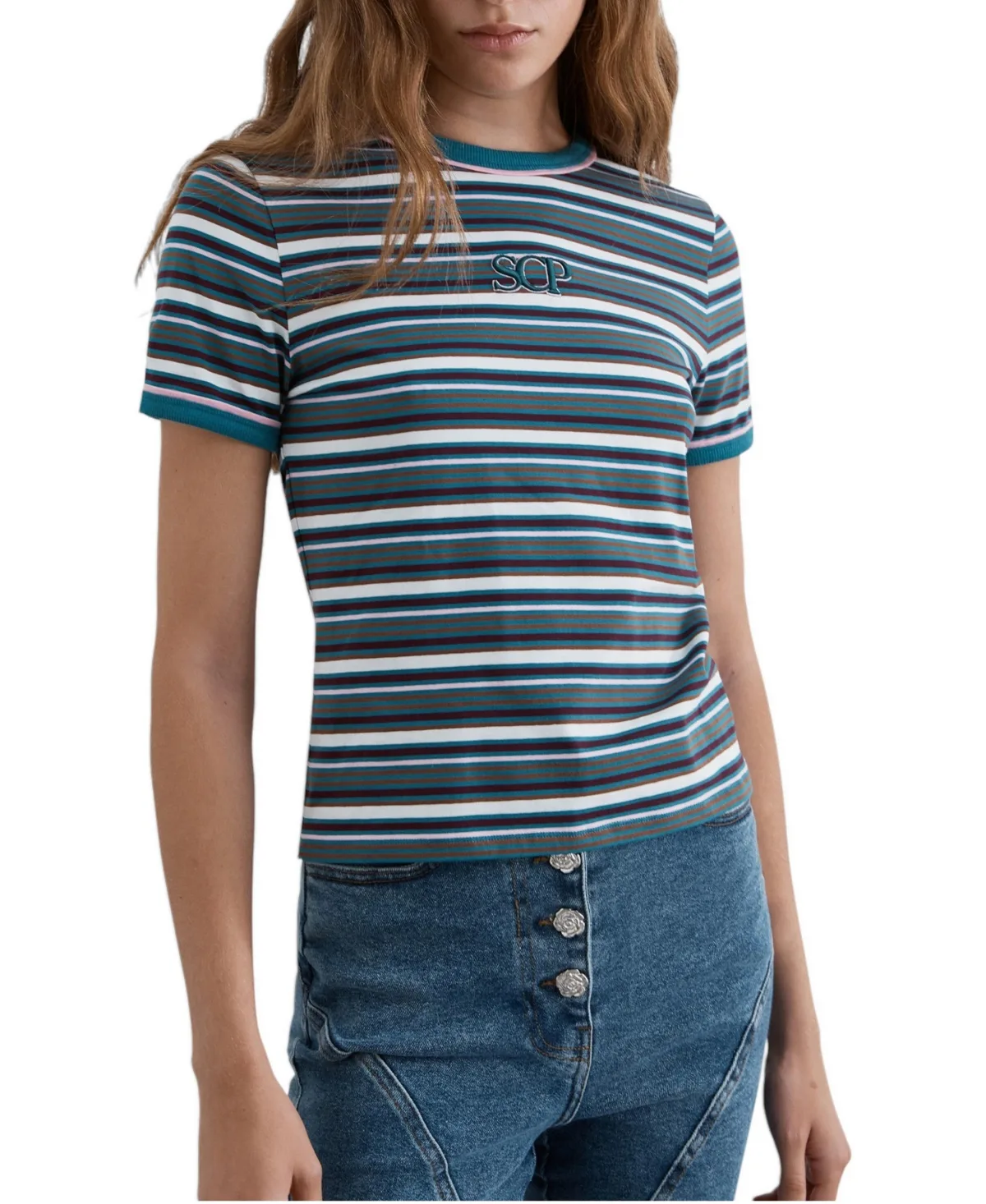 Striped Embroidered T-Shirt by Scalpers