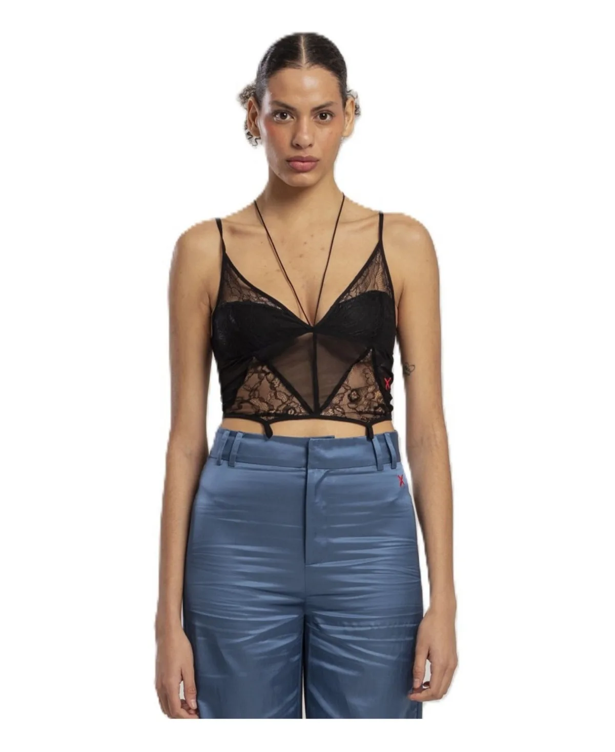 Free Heaven Floral-Print Fitted Cropped Lace Top by Pcfg