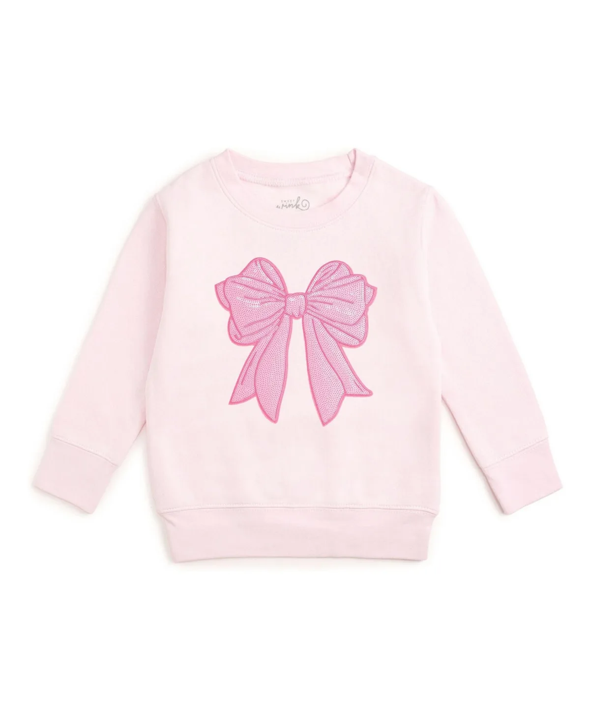 Sequin Bow Patch Crewneck Long-Sleeve Sweatshirt by Sweet Wink