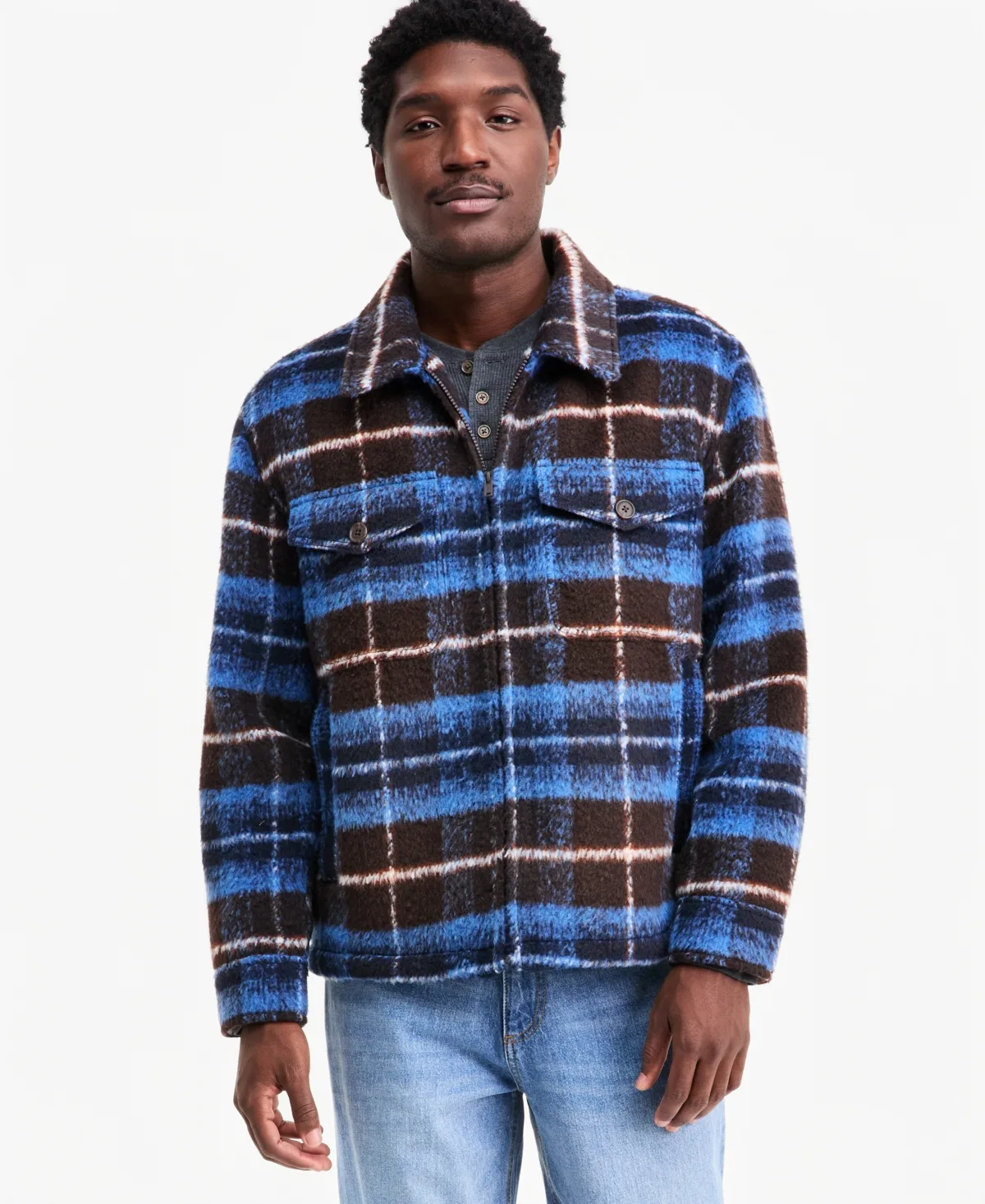 Plaid Shirt Jacket by Sun  Stone