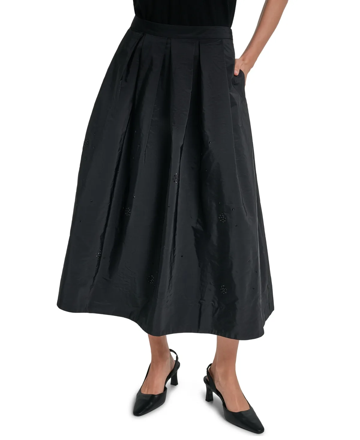 Ball Pleated Midi A-Line Skirt by Karl Lagerfeld
