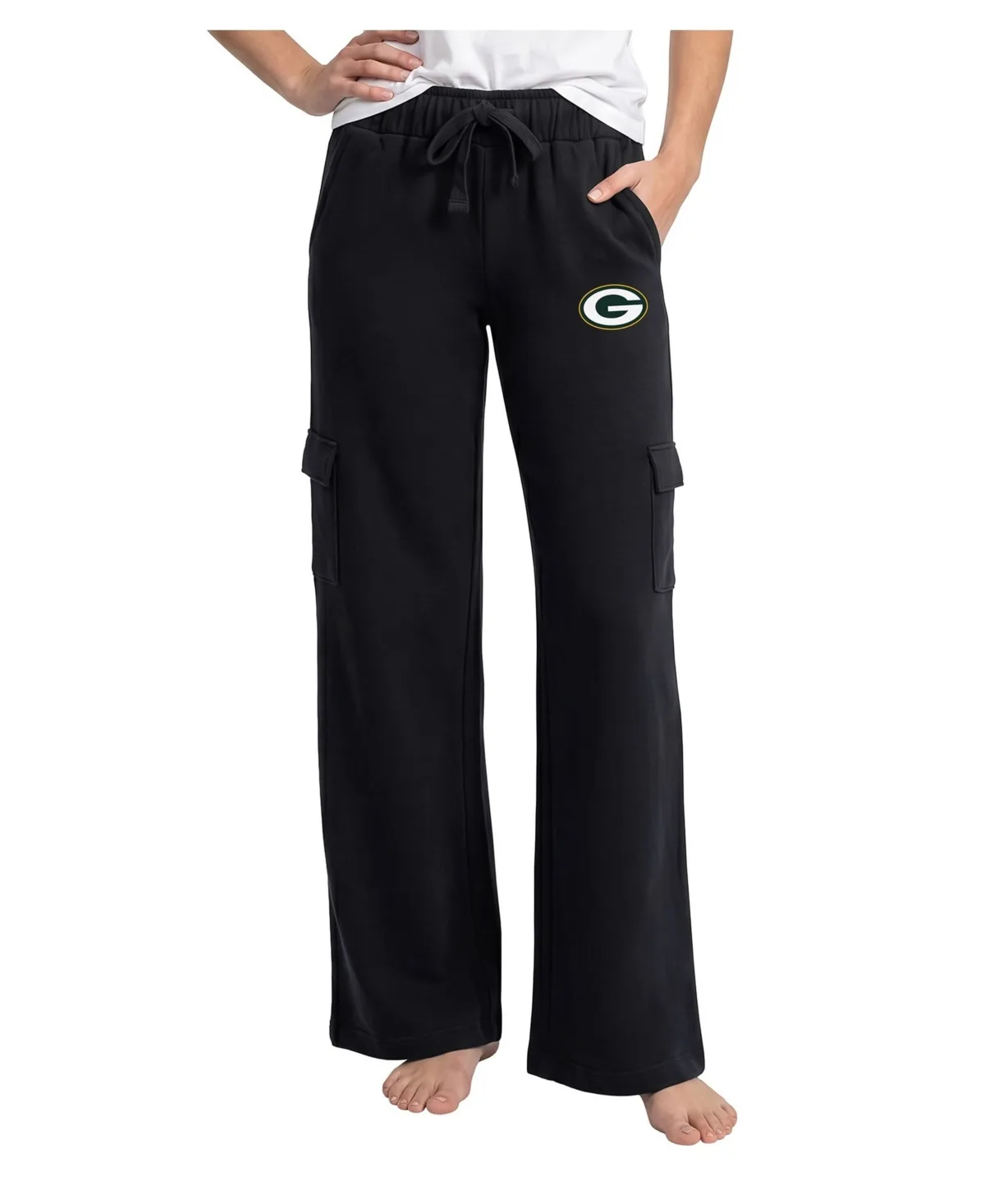 Green Bay Packers Truett Wide-Leg Cargo Fleece Pants by Concepts Sport