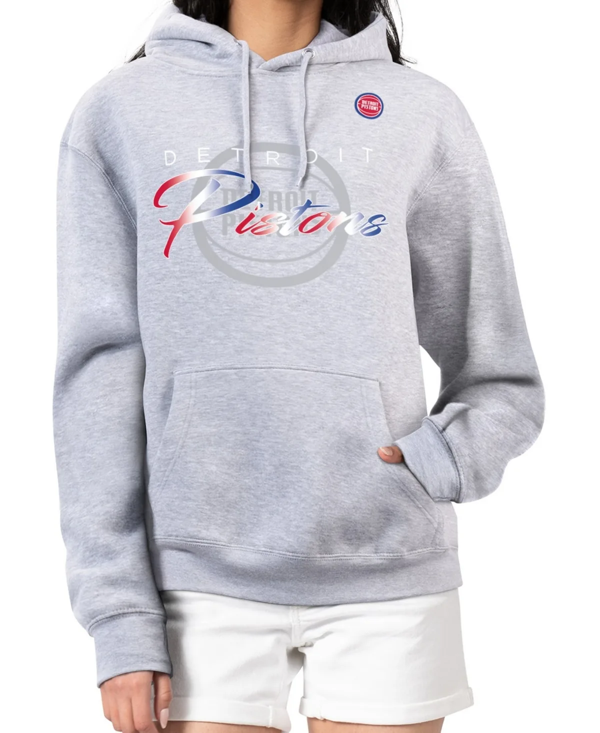Detroit Pistons Shadow Logo Tri-Blend Fleece Hoodie by G-III